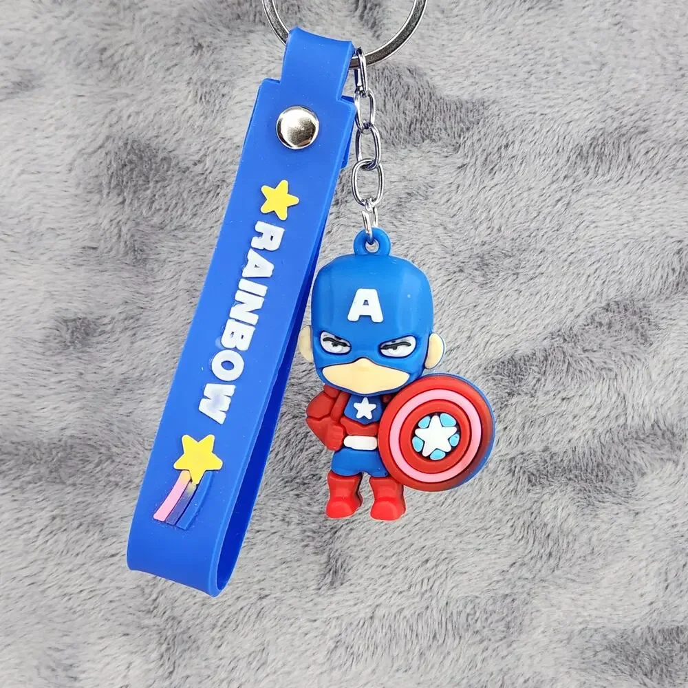 NEW Marvel Captain America Figure Keychain PVC Figure Strap Key Ring Bag Charm